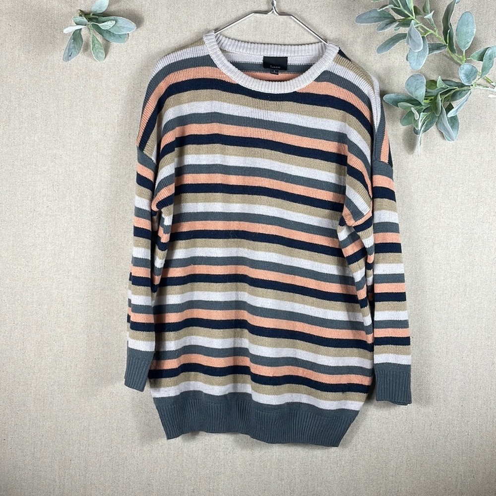 Lumiere > Striped Crew Neck Relaxed Fit Sweater Small